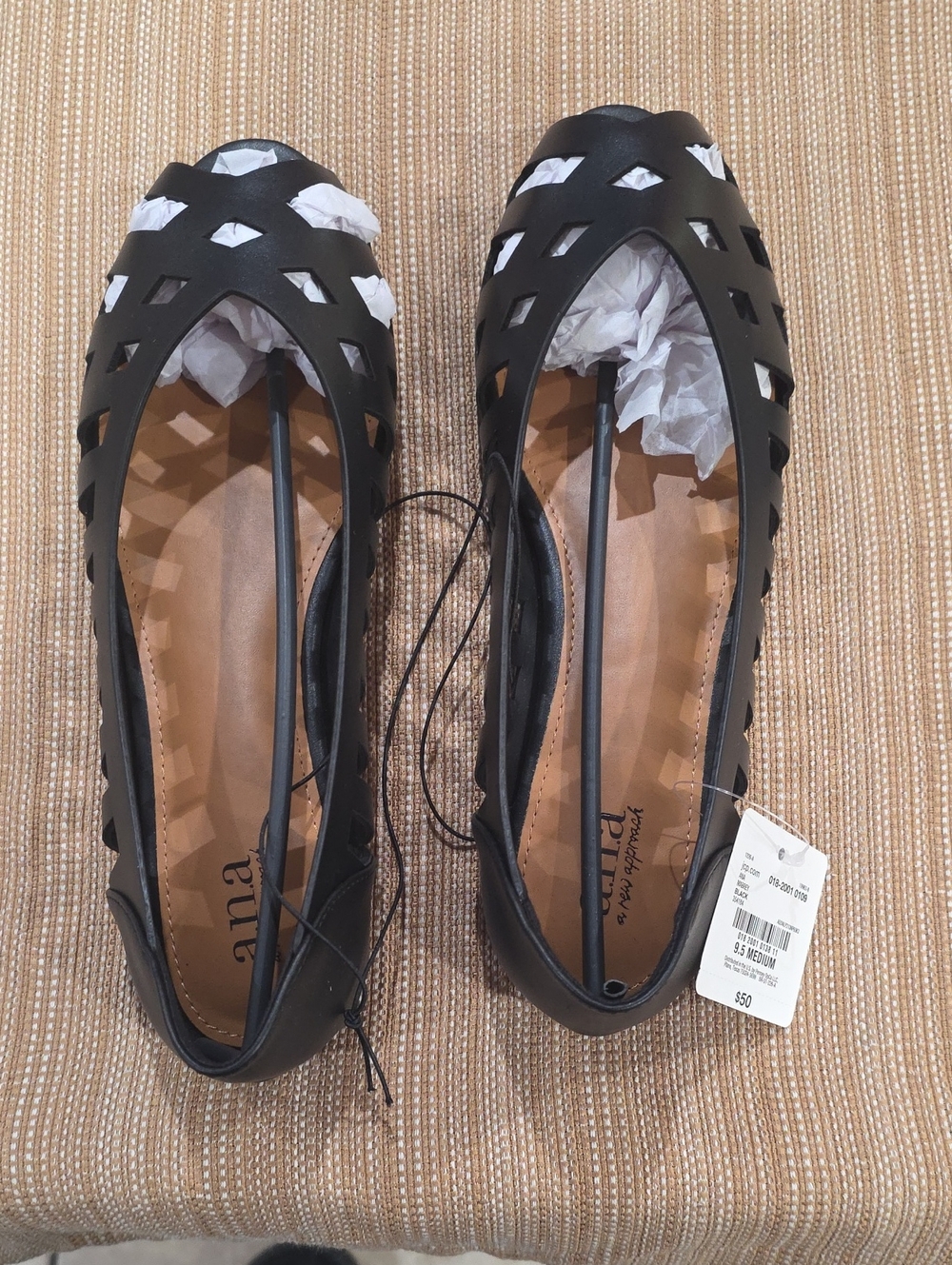 a.n.a Black Women's Cutout Ballet Flats